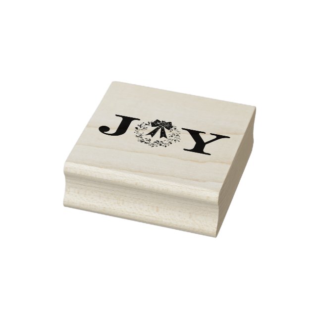 Joy With Wreath Rubber Stamp (Stamp)
