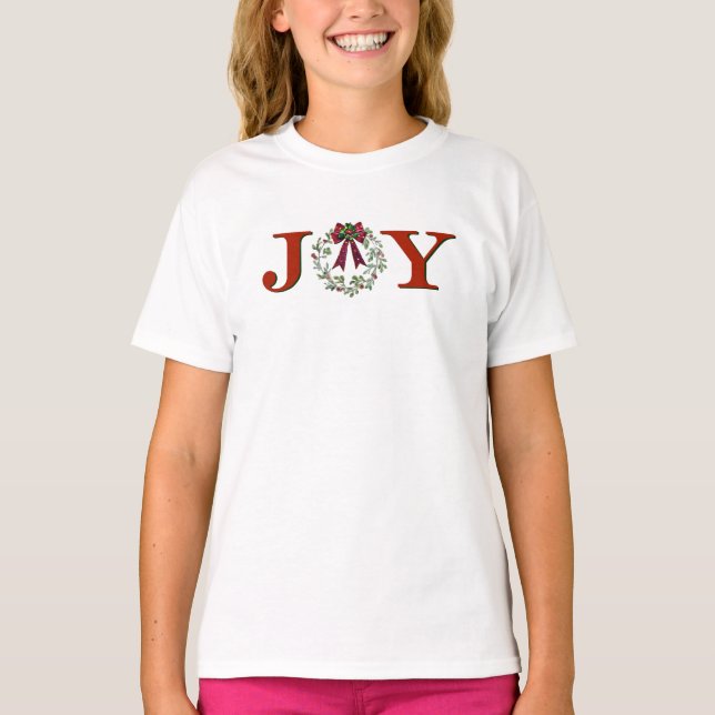 Joy With Wreath T-Shirt (Front)