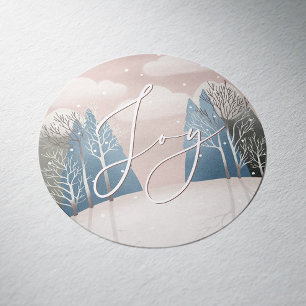 Joy Woodland Christmas holiday. Winter forest Classic Round Sticker