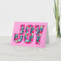JOY Word Art in Fuchsia Pink and Teal Green