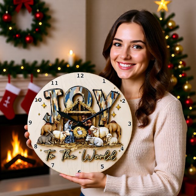 Joy World Nativity Wood Large Clock (Creator Uploaded)