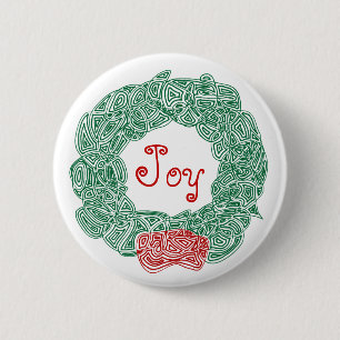 Joy Wreath 6 Cm Round Badge