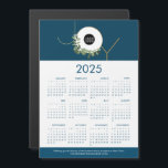JOY Wreath Custom Logo Blue 2025<br><div class="desc">Along with your usual holiday Holiday greeting card, add in these magnets to thank your clients, employees and customers. These JOY Christmas Corporate Holiday magnetic 2025 calendar cards is a useful gift. Replace the logo with your own branding, personalise the message and website, Featuring my modern wreath illustration in gold,...</div>