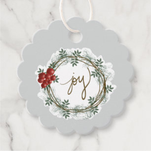 Joy Wreath Gift Tag Holiday