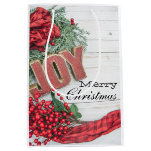 Joy & Wreath Holiday Collection Medium Gift Bag