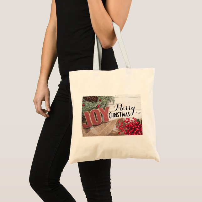 Joy & Wreath Holiday Collection Tote Bag (Front (Product))