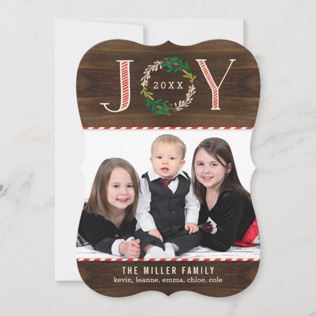 Joy Wreath Holiday Photo Card Christmas Card (Front)