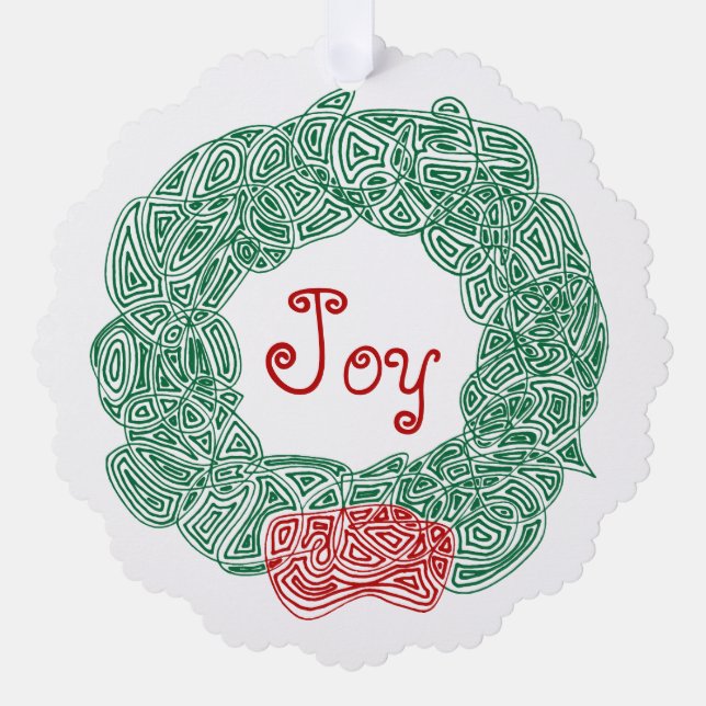 Joy Wreath Tree Decoration Card (Front)