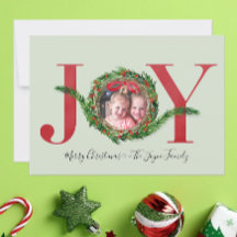 Joy Wreath with Red Berries Photo Christmas