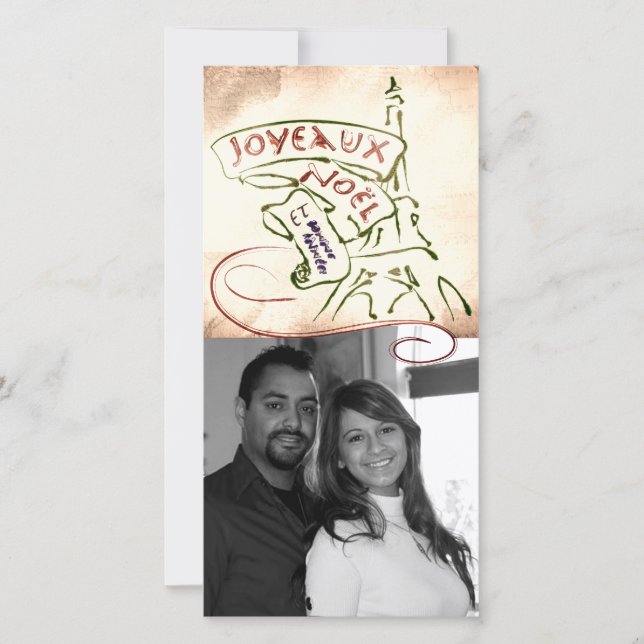 Joyeaux Noël Eiffel Tower Christmas Photo Card (Front)