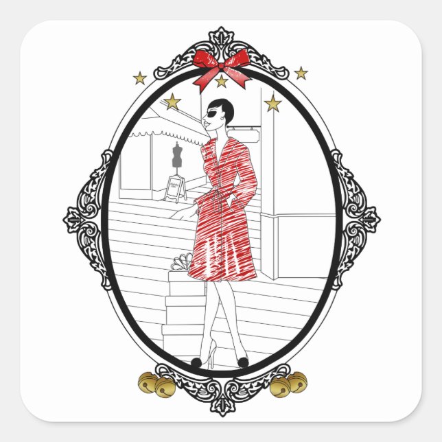 Joyeuses Fêtes Square Sticker (Front)