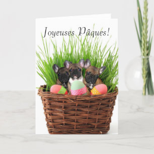 Joyeuses Pâques Easter French bulldogs card