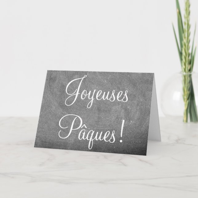 Joyeuses Pâques French Happy Easter Chalkboard Holiday Card (Front)
