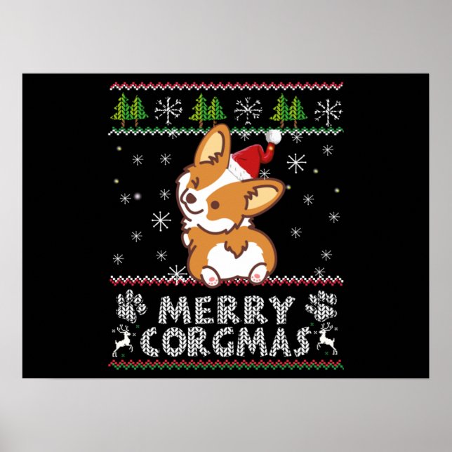 Joyeux Corgmas Noel Corgi Poster (Front)