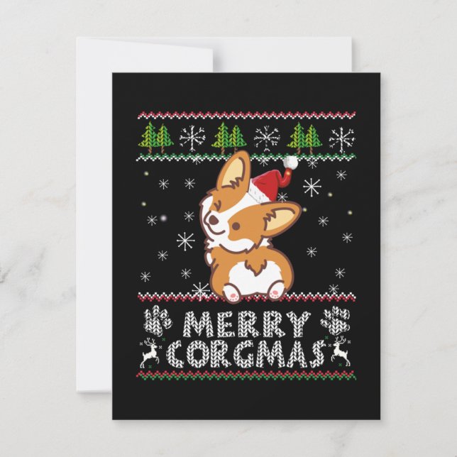 Joyeux Corgmas Noel Corgi Thank You Card (Front)