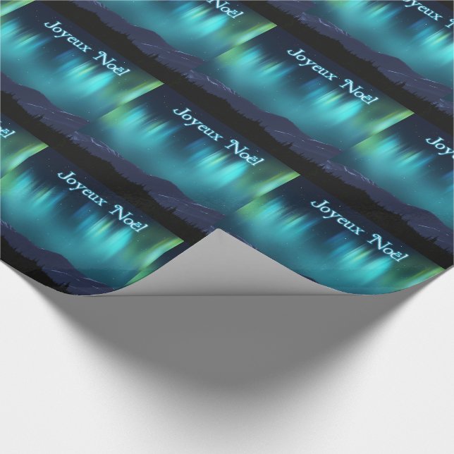 Joyeux Noёl - Aurora Borealis Wrapping Paper (Corner)