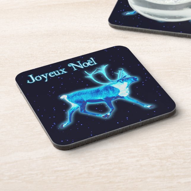 Joyeux Noёl - Blue Caribou (Reindeer) Coaster (Left Side)