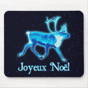 Joyeux Noёl - Blue Caribou (Reindeer) Mouse Pad