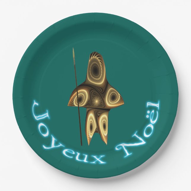 Joyeux Noёl - Fractal Inuit Hunter Paper Plate (Front)
