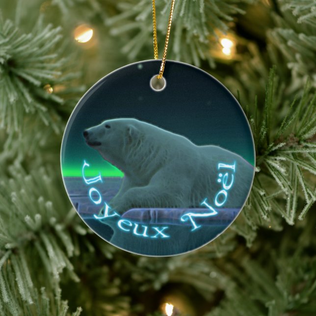 Joyeux Noёl - Ice Edge Polar Bear Ceramic Tree Decoration (Tree)