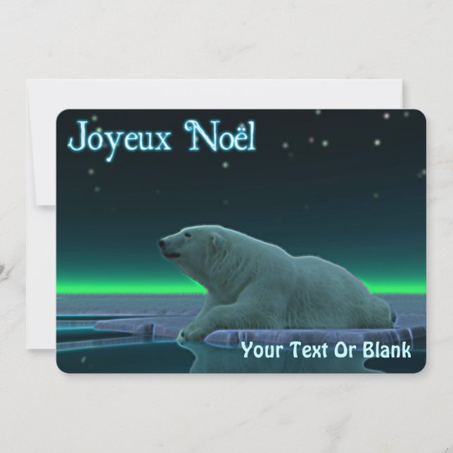 Joyeux Noёl - Ice Edge Polar Bear Holiday Card (Front)