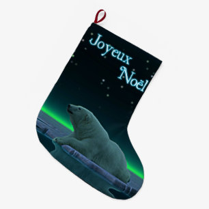 Joyeux Noёl - Ice Edge Polar Bear Large Christmas Stocking