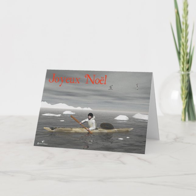 Joyeux Noёl - Inuit Kayak Holiday Card (Front)
