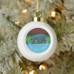Joyeux Noёl - Polar Lights Polar Bear Ceramic Ball Christmas Ornament