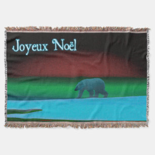 Joyeux Noёl - Polar Lights Polar Bear Throw Blanket