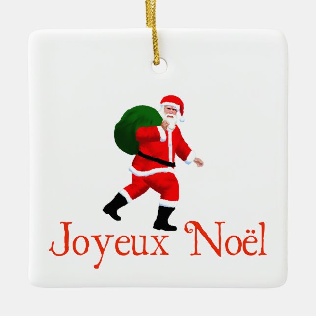 Joyeux Noёl - Santa Claus Ceramic Tree Decoration (Front)