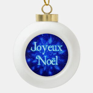 Joyeux Noёl - Snowburst Ceramic Ball Christmas Ornament