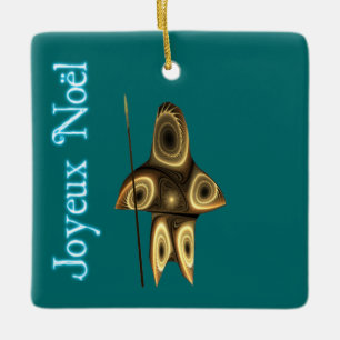 Joyeux Noёl - Tuvaaq Fractal Inuit Hunter Ceramic Tree Decoration