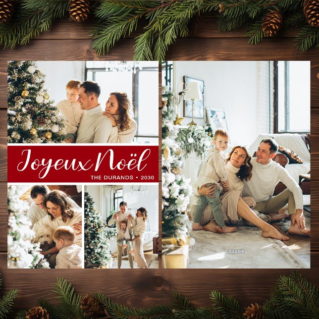 Joyeux Noel 4 Photo Flat Holiday Card (Creator Uploaded)