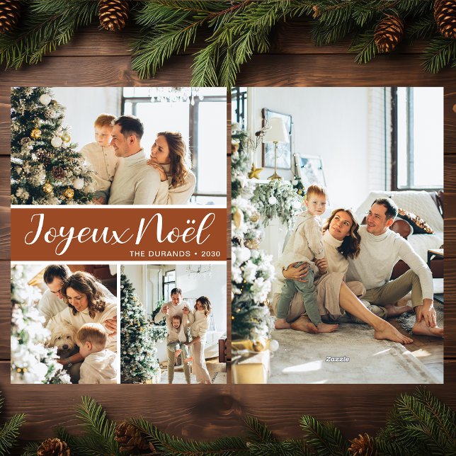 Joyeux Noel 4 Photo Flat Holiday Card (Creator Uploaded)