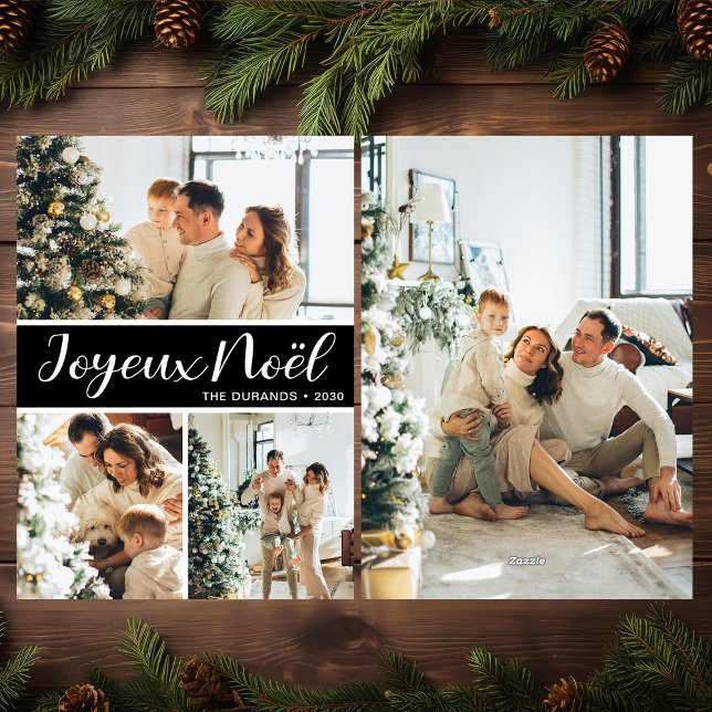 Joyeux Noel 4 Photo Flat Holiday Card (Creator Uploaded)