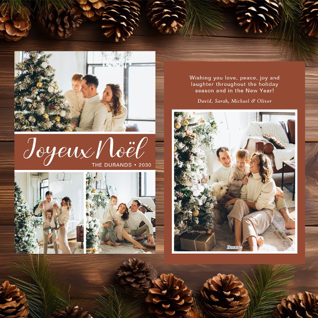 Joyeux Noel 4 Photo Flat Holiday Card (Creator Uploaded)