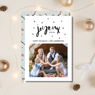 Joyeux Noel Boho Bird Family Photo Christmas Holiday Card