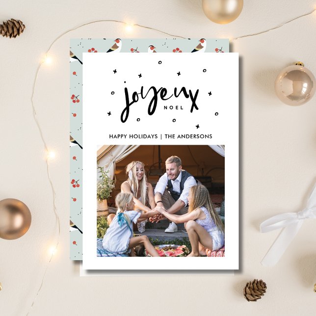 Joyeux Noel Boho Bird Family Photo Christmas Holiday Card ( Joyeux Noel Boho Bird Family Photo Christmas Card)