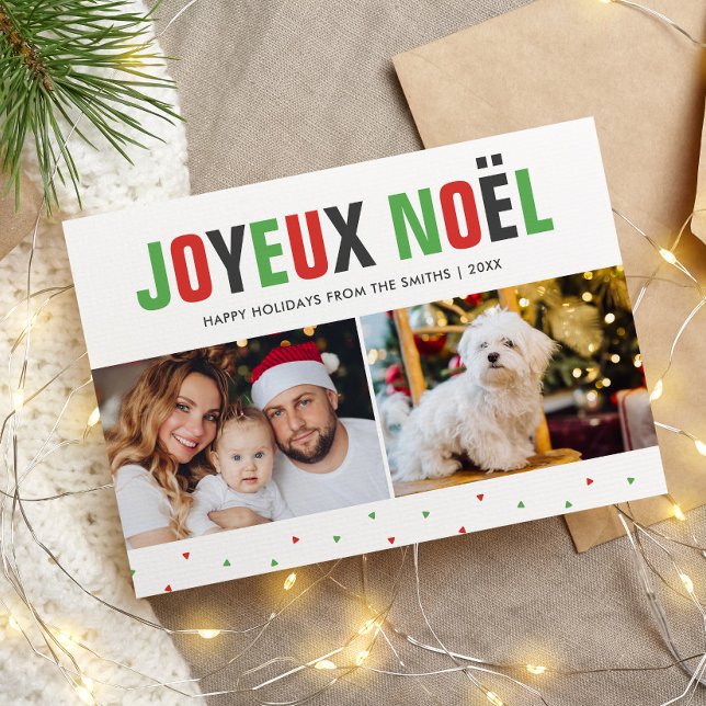 "Joyeux Noel" Bold and Colourful Christmas Holiday Card (Creator Uploaded)