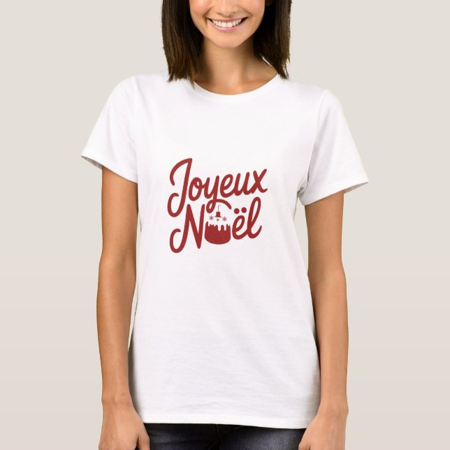 Joyeux Noël - Bûche de Noël Christmas T-Shirt (Front)