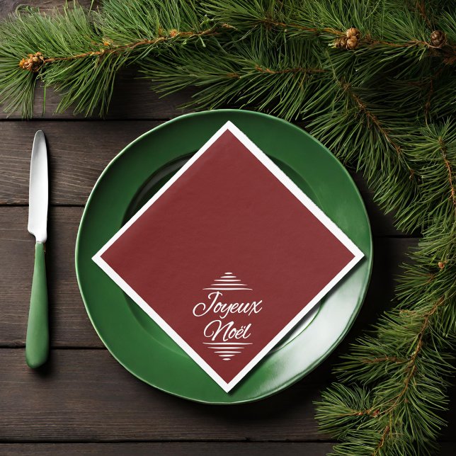 Joyeux Noel - burgundy  white Napkin (Creator Uploaded)
