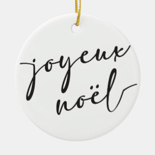 Joyeux Noel Christmas Card or French Xmas Ceramic Tree Decoration