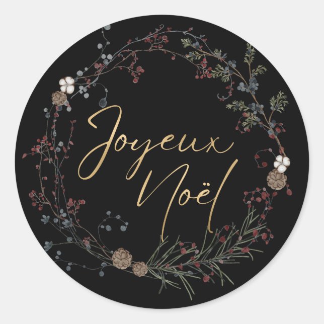 Joyeux Noel Christmas Classic Round Sticker (Front)