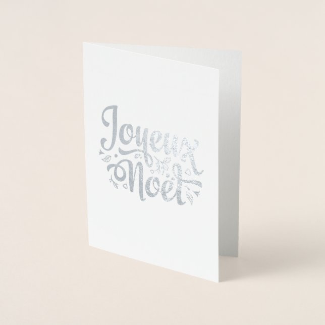 Joyeux Noel Christmas greeting silver Foil Card (Front)