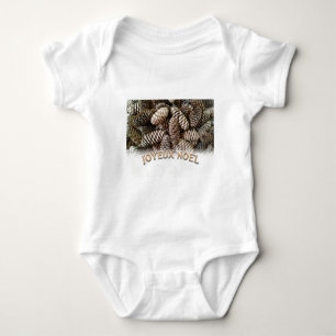 Joyeux Noel Christmas Holiday Pine Cone Baby Bodysuit