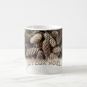 Joyeux Noel Christmas Holiday Pine Cone Coffee Mug