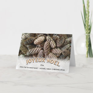 Joyeux Noel Christmas Holiday Pine Cone Custom Card