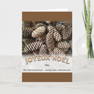 Joyeux Noel Christmas Holiday Pine Cone Custom Card