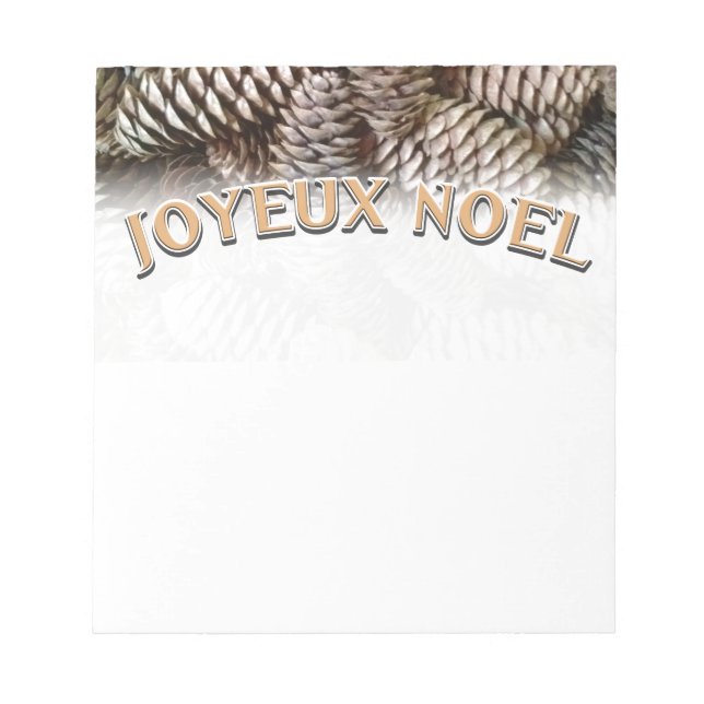 Joyeux Noel Christmas Holiday Pine Cone Notepad (Front)