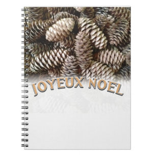 Joyeux Noel Christmas Holiday Pine Cone Spiral Notebook